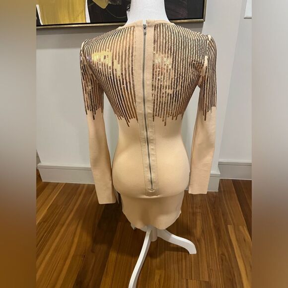 David Koma beige jersey dress sequin detail size small NWT - Picture 8 of 12